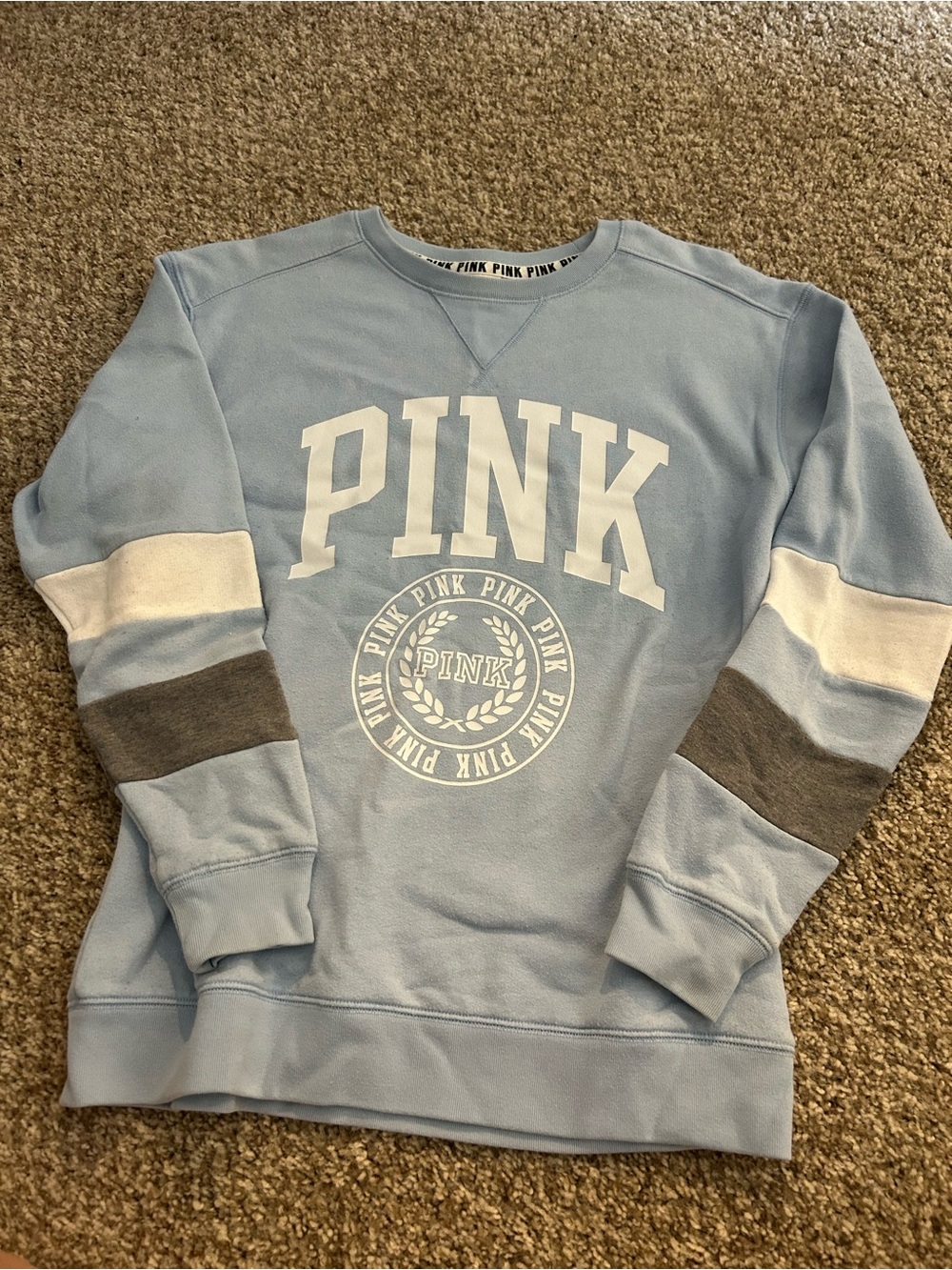 PINK Victoria's Secret Light Blue Crewneck Sweatshirt